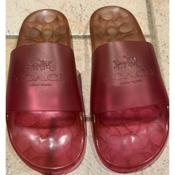 Coach Ulyssa Water-Resistant Rubber Slide Sandals Size 10B Pink New - Picture 1 of 3